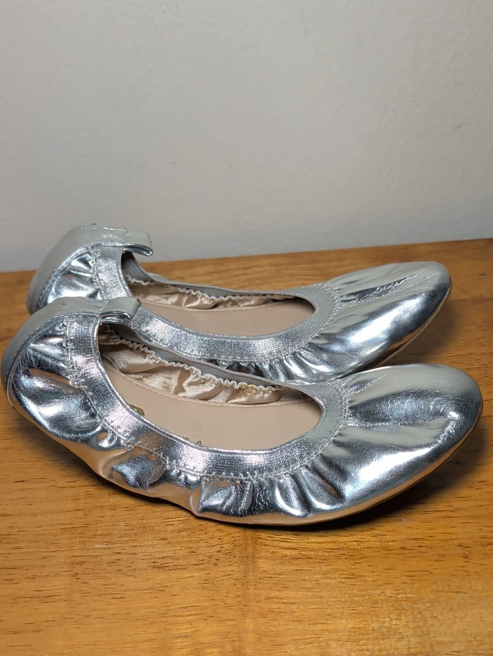 Samara Foldable Ballet Flat Silver Metallic Girls Size 3